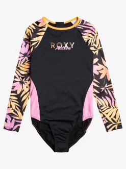 Roxy Surf*Active Joy - Eendelige Rashguard Met Lange Mouw Voor Meisjes 6-16 Anthracite Zebra Jungle Girl