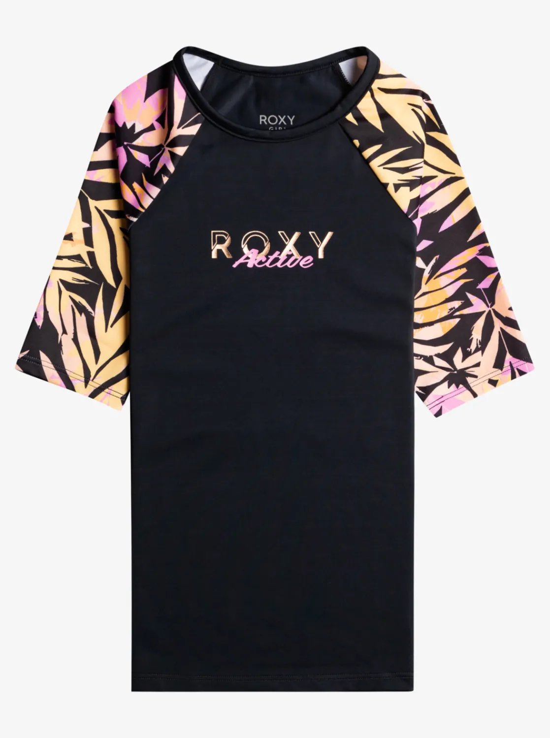 Roxy Surf*Active Joy - Rash Vest Met Driekwartmouw Voor Meisjes 6-16 Anthracite Zebra Jungle Girl