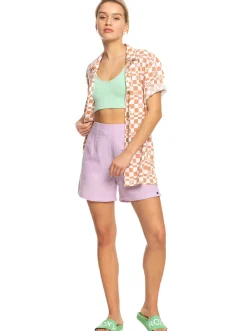 Roxy T-Shirts & Tops*Aloha Sunset Check - Overhemd Met Korte Mouwen Voor Dames Snow White Sol Power