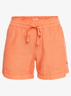 Roxy Shorts*Another Kiss - Linnen Short Voor Dames Fusion Coral