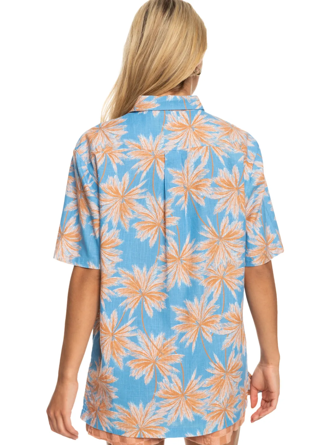 Roxy T-Shirts & Tops*Another Sun - Hawaiaans Overhemd Met Korte Mouw Voor Dames Azure Blue Palm Island