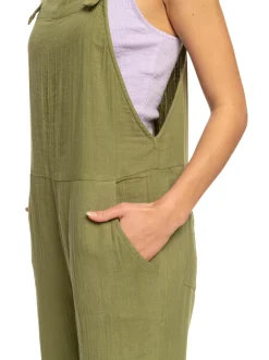 Roxy Jurken*Beachside Love - Enkellange Jumpsuit Met Bandjes Voor Dames Loden Green
