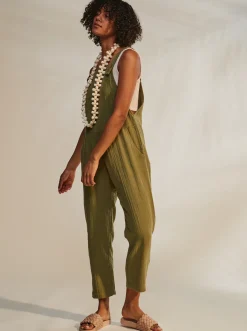 Roxy Jurken*Beachside Love - Enkellange Jumpsuit Met Bandjes Voor Dames Loden Green