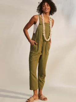 Roxy Jurken*Beachside Love - Enkellange Jumpsuit Met Bandjes Voor Dames Loden Green