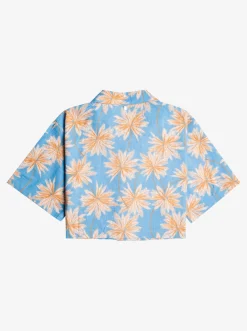 Roxy T-Shirts & Blouses*Beautiful Drama - Korter Boxy Overhemd Voor Meisjes 4-16 Azure Blue Palm Island Rg