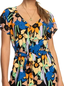 Roxy Jumpsuits & Playsuits*Breeze Of Sea - Enkellange Jumpsuit Voor Dames Anthracite Flower Jammin