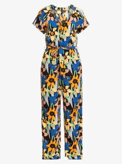 Roxy Jumpsuits & Playsuits*Breeze Of Sea - Enkellange Jumpsuit Voor Dames Anthracite Flower Jammin