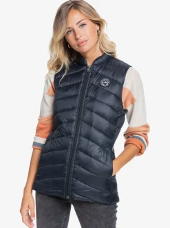 Roxy Jasjes & Jassen*Coast Road - Waterbestendige Lichte Opvouwbare Gevoerde Top Voor Dames Anthracite