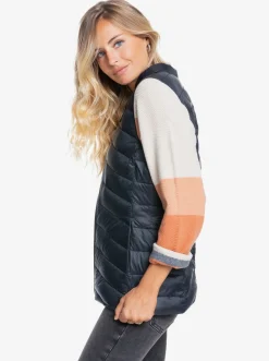 Roxy Jasjes & Jassen*Coast Road - Waterbestendige Lichte Opvouwbare Gevoerde Top Voor Dames Anthracite