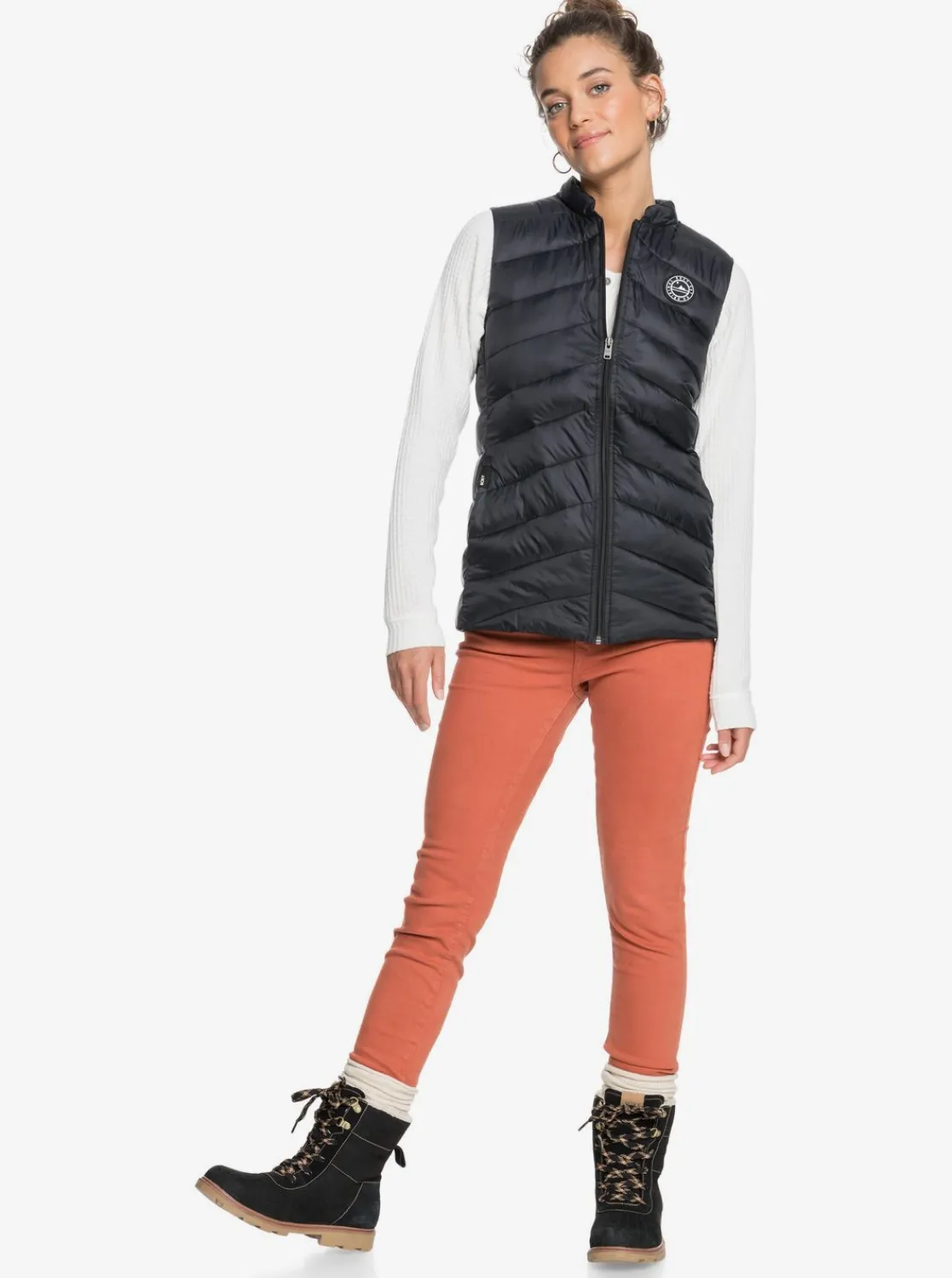 Roxy Jasjes & Jassen*Coast Road - Waterbestendige Lichte Opvouwbare Gevoerde Top Voor Dames Anthracite