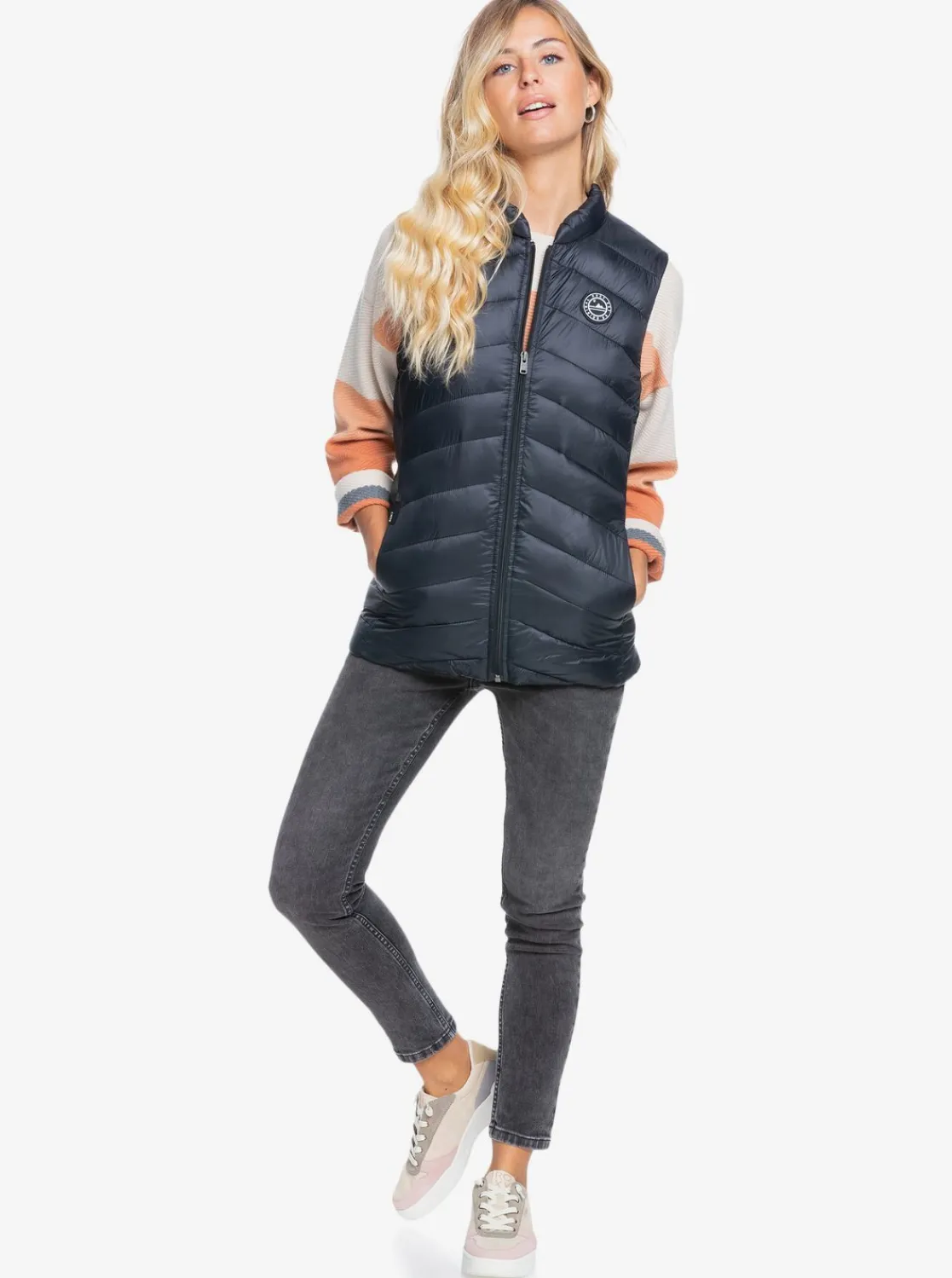 Roxy Jasjes & Jassen*Coast Road - Waterbestendige Lichte Opvouwbare Gevoerde Top Voor Dames Anthracite