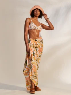 Roxy Badkleding*Cool And Lovely - Sarong Voor Dames Bright White Subtly Salty Mult