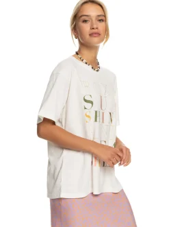 Roxy T-Shirts & Tops*Crystal Vision - Oversized Boyfriend T-Shirt Voor Dames Snow White/Multicolour