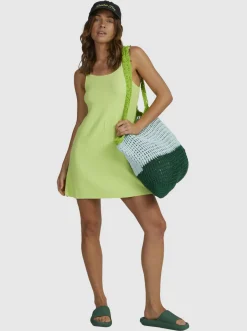Roxy Jurken*Dance - Ribgebreide Mini-Jurk Voor Dames Y2K Lime