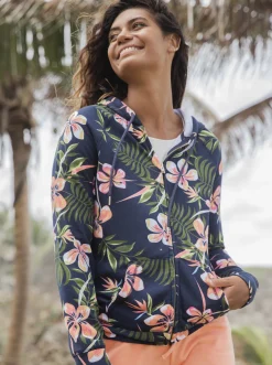 Roxy Sweatshirts & Hoodies*Dive Deep - Hoodie Met Rits Voor Dames Mood Indigo Tropical Depht