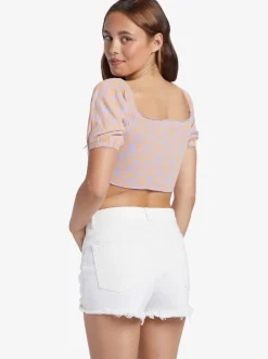 Roxy T-Shirts & Tops*Flirty Walk Printed - Korte Top Met Ruches Voor Dames Mock Orange Hawaiianheat