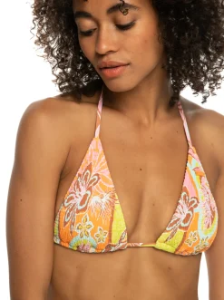 Roxy Bikini Tops*Floraldelic - Tiki Tri Bikini Top For Women Mock Orange Roxy Delic