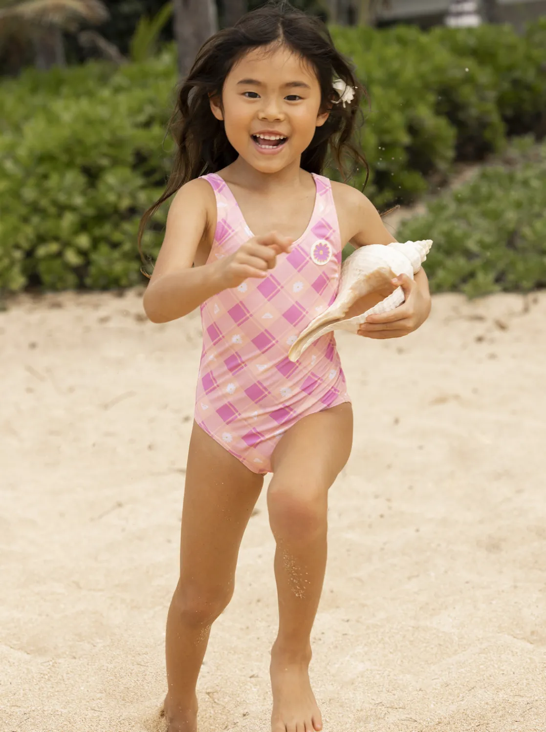 Roxy Swim*Flower Plaid - Eendelig Badpak Voor Meisjes 2-7 Cyclamen Playful Plaid