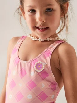 Roxy Swim*Flower Plaid - Eendelig Badpak Voor Meisjes 2-7 Cyclamen Playful Plaid
