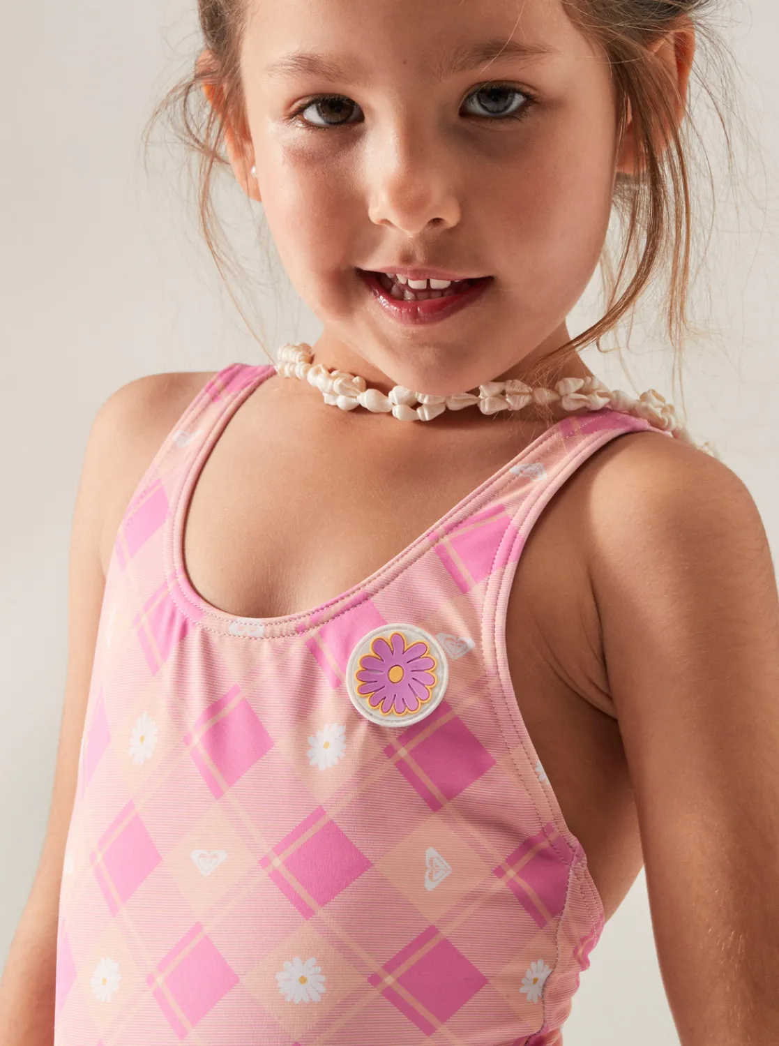 Roxy Swim*Flower Plaid - Eendelig Badpak Voor Meisjes 2-7 Cyclamen Playful Plaid