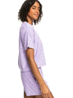 Roxy T-Shirts & Tops*Getaway Time - T-Shirt Van Badstof Voor Dames Purple Rose
