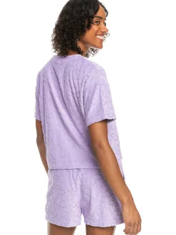 Roxy T-Shirts & Tops*Getaway Time - T-Shirt Van Badstof Voor Dames Purple Rose