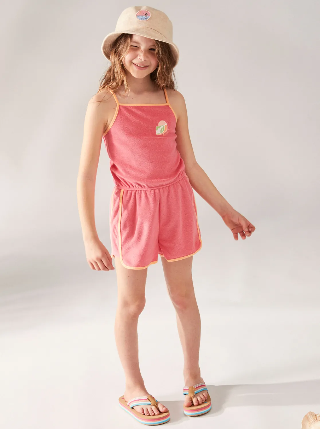 Roxy Jurken*Glitter In The Air - Strappy Playsuit Voor Meisjes 4-16 Sun Kissed Coral