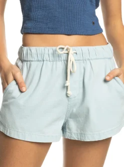 Roxy Shorts*Go To The Beach - Denim Short Voor Dames Bleached Blue