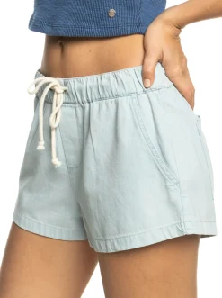 Roxy Shorts*Go To The Beach - Denim Short Voor Dames Bleached Blue