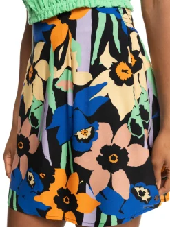 Roxy Rokken*Golden Poppy - Mini Zwierige Rok Voor Dames Anthracite Flower Jammin