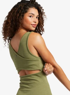 Roxy Jurken*Good Keepsake - Halflange Jurk Met Bandjes Voor Dames Loden Green