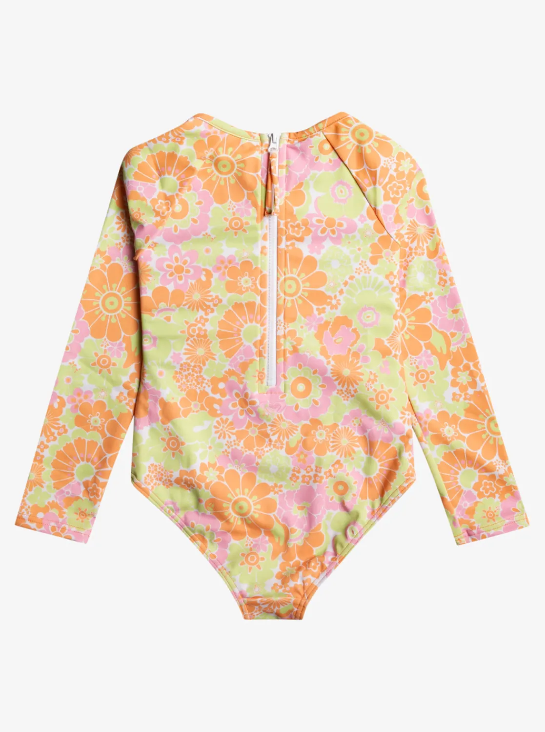 Roxy Surf*Happiness Feeling - Long Sleeve One-Piece Rashguard For Girls 2-7 Mock Orange Piece Of Paradise