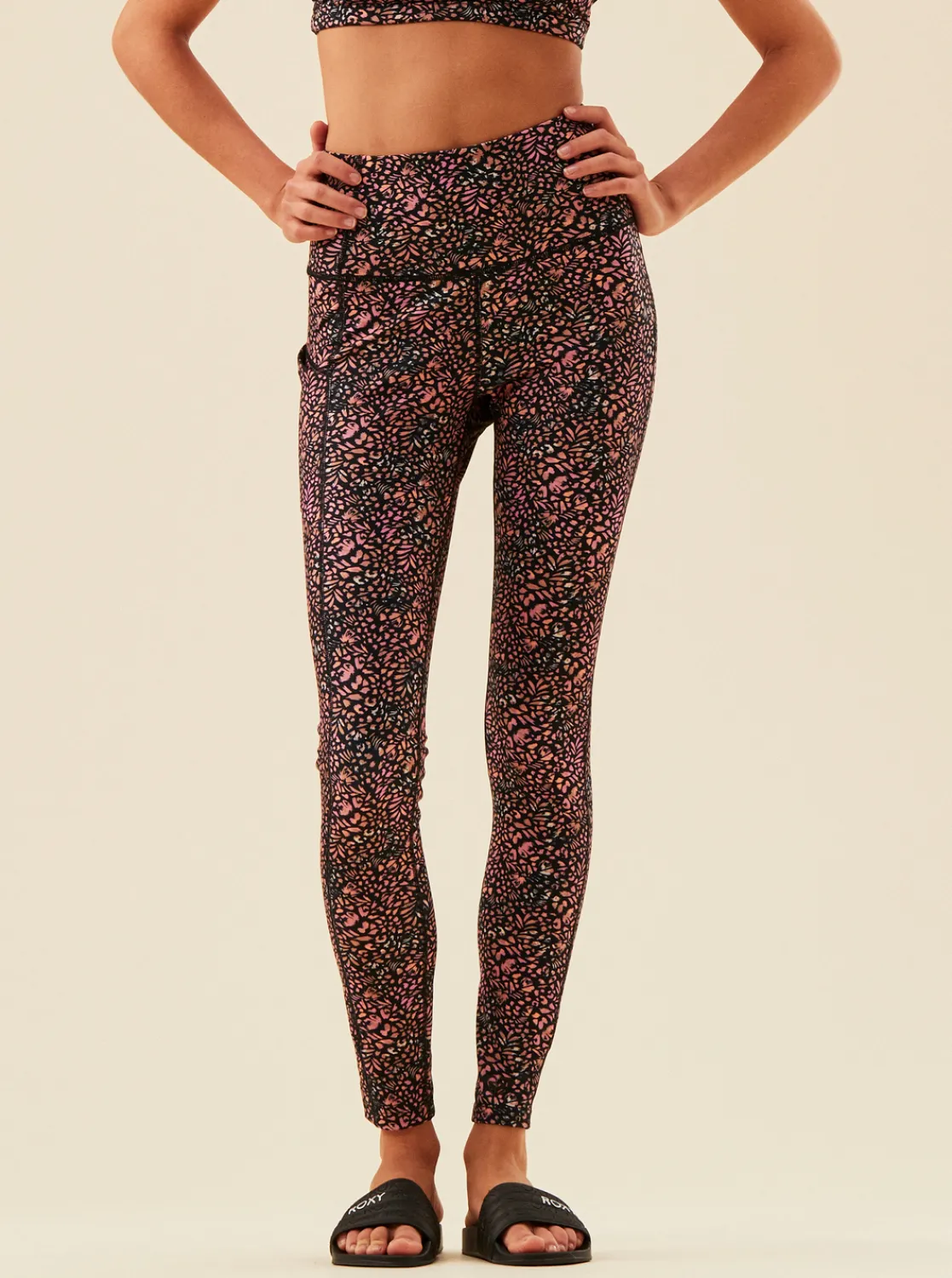 Roxy Broeken & Jeans*Heart Into It Pt - Technische Legging Voor Dames Antracite Animal Dust