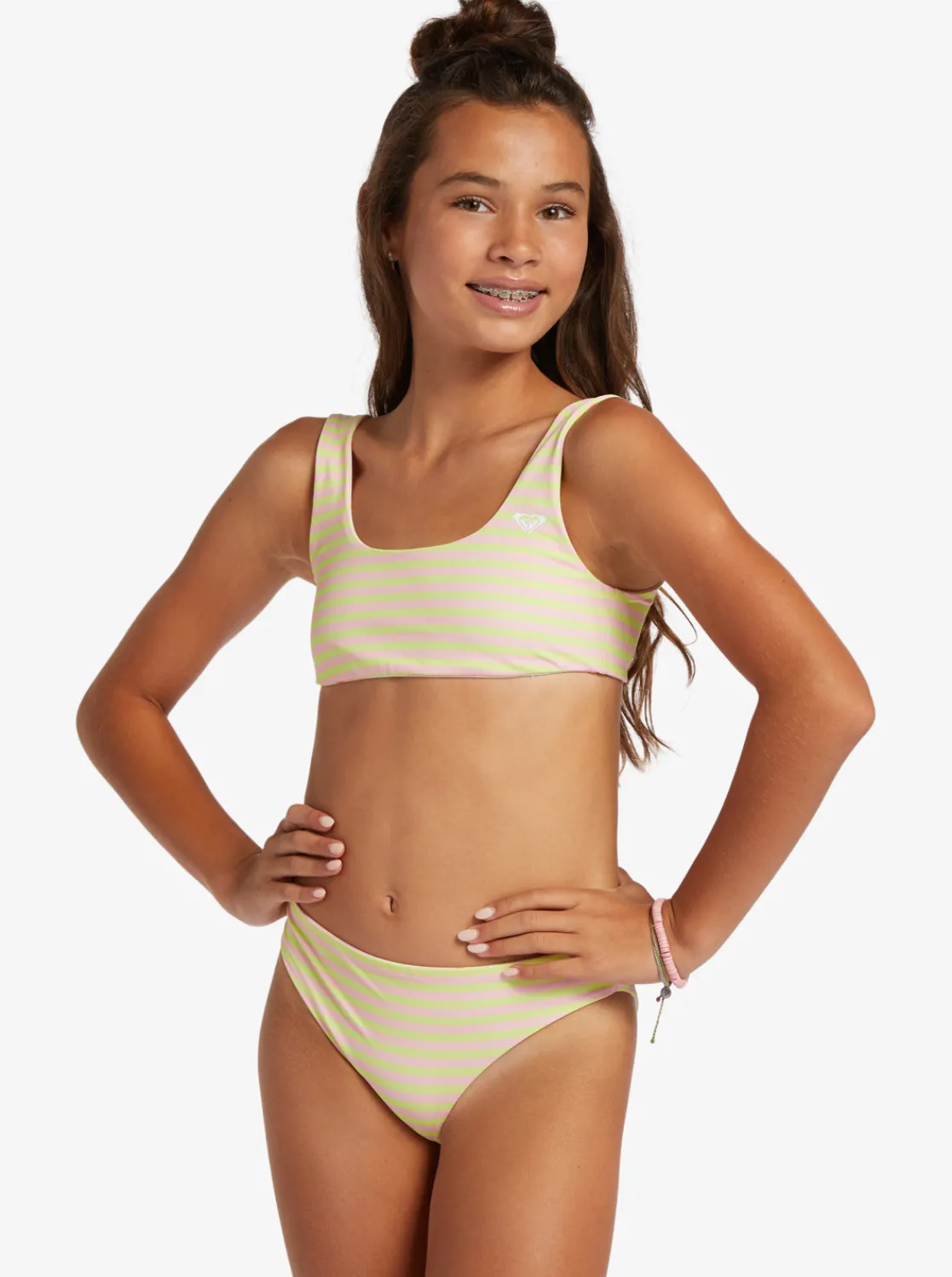 Roxy Swim*Hibiscus - Reversible Two Piece Bikini Set For Girls 6-16 Ambroisia Hibiscus Hype