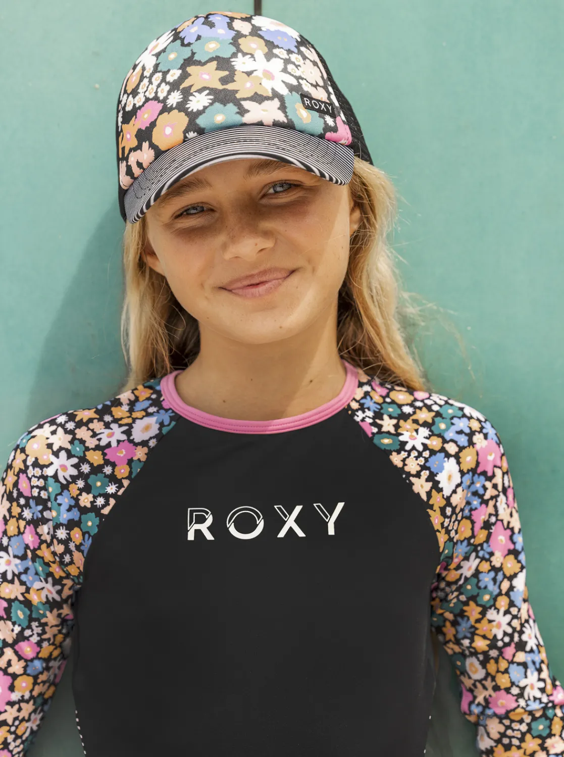 Roxy Accessoires*Honey Coconut - Trucker Cap Voor Meisjes Anthracite Flower Power