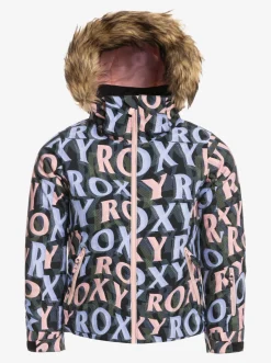Roxy Snowboard Meisjes*Jet Ski 2022 - Technisch Snowjack Voor Meisjes True Black Sunbeam Lettering