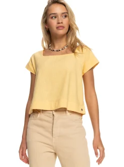 Roxy T-Shirts & Tops*Ocean Amor - Top Met Korte Mouwen Voor Dames Flax