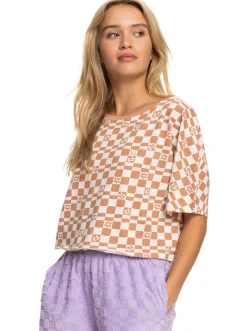 Roxy T-Shirts & Tops*Power Check - Kort Oversized T-Shirt Voor Dames Snow White Sol Power