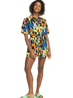 Roxy Jurken*Real Yesterday - Playsuit Voor Dames Anthracite Flower Jammin