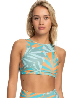 Roxy Bikini Tops* Pro The Pop Up - Crop Bikini Top Voor Dames Blue Surf All Palmed Out