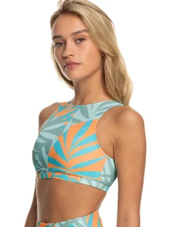 Roxy Bikini Tops* Pro The Pop Up - Crop Bikini Top Voor Dames Blue Surf All Palmed Out