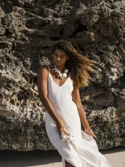Roxy Badkleding*Salty Love - Jurk Met V-Hals Voor Dames Natural