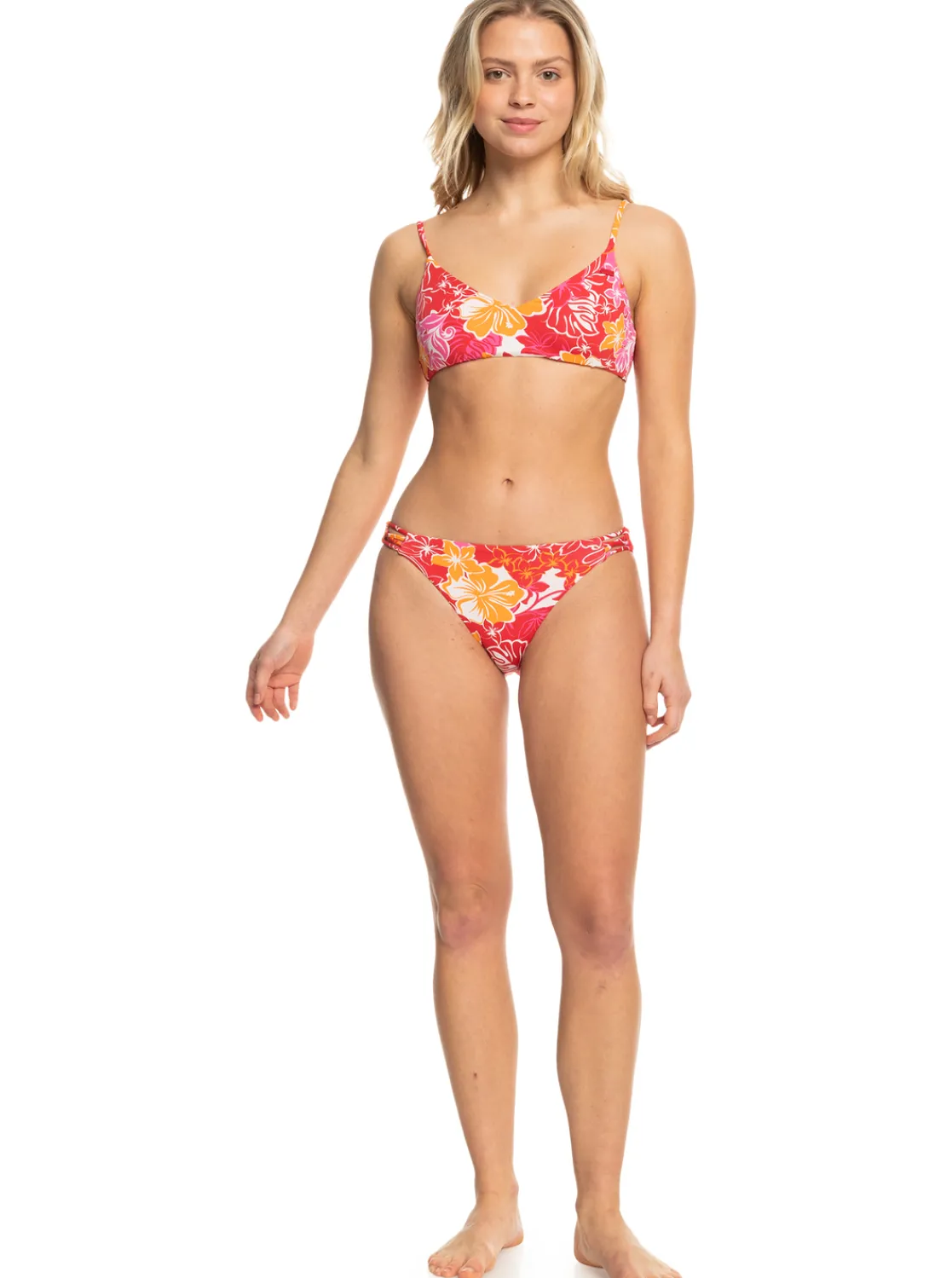 Roxy Bikini Tops*Sea Spray Classics - Athletic Triangle Bikini Top For Women Hilo Hibiscus - Small