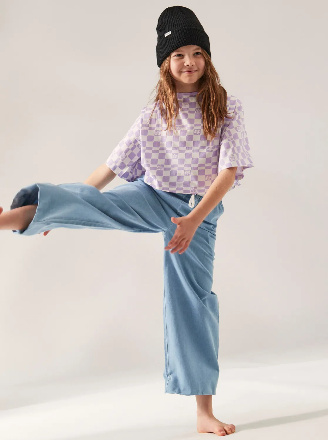 Roxy T-Shirts & Blouses*Set The Mood - Boxy T-Shirt Voor Meisjes 10-16 Purple Rose Flower Box