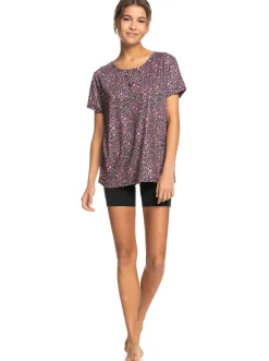 Roxy T-Shirts & Tops*Signature Moves - Technisch T-Shirt Voor Dames Antracite Animal Dust