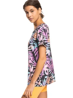 Roxy T-Shirts & Tops*Signature Moves - Technisch T-Shirt Voor Dames Anthracite Zebra Jungle