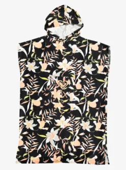 Roxy Badaccessoires*Stay Magical Printed - Handdoek In Ponchomodel Met Capuchon Anthracite Hibiscus Wave Swim