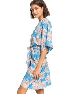 Roxy Badkleding*Sunny Moments - Bedekkende Kimono Voor Dames Azure Blue Palm Island
