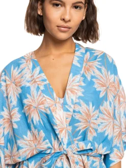 Roxy Badkleding*Sunny Moments - Bedekkende Kimono Voor Dames Azure Blue Palm Island