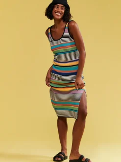 Roxy Jurken*Sunshine Bouquet - Halflange Jurk Met Bandjes Voor Dames Anthracite Good Vibration